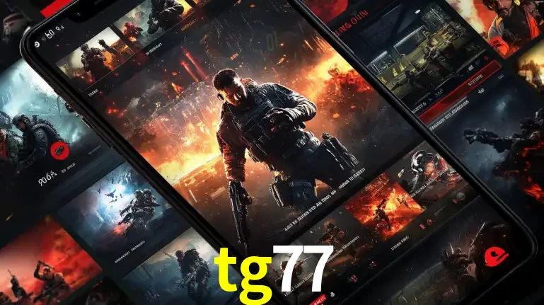 Tela de um celular exibindo uma galeria de jogos de tiro com temática militar, mostrando a variedade de e-sports disponíveis para apostas na plataforma de entretenimento tg77.