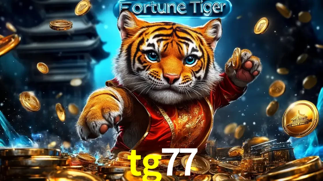 Imagem promocional do jogo de slot Fortune Tiger, com um tigre majestoso em traje tradicional cercado por uma fortuna em moedas de ouro, disponível agora no cassino tg77.